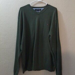Tommy Hilfiger Green V-Neck Cotton Sweater – Men’s XXL